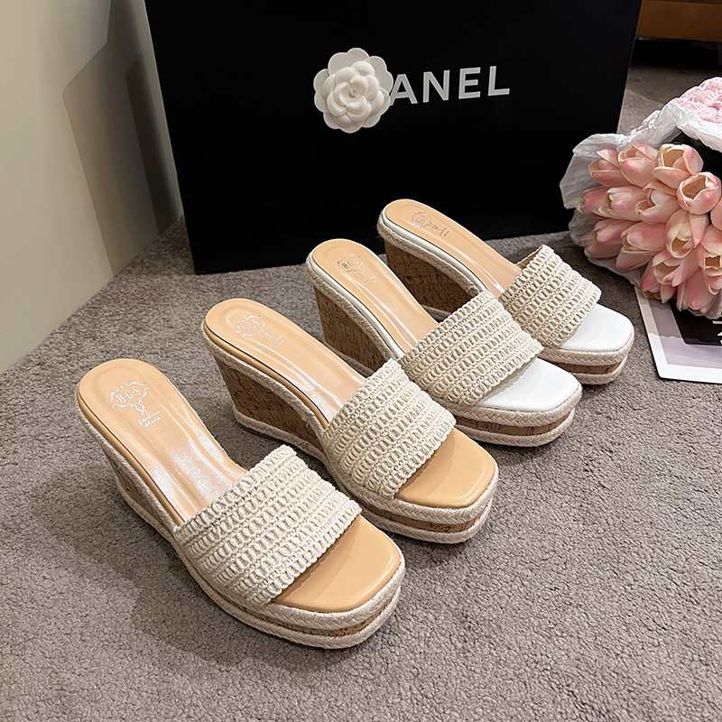 2024 Summer New 9CM High Heel Women's Wedge Sandals Platform Fish Mouth Slippers - Image 5