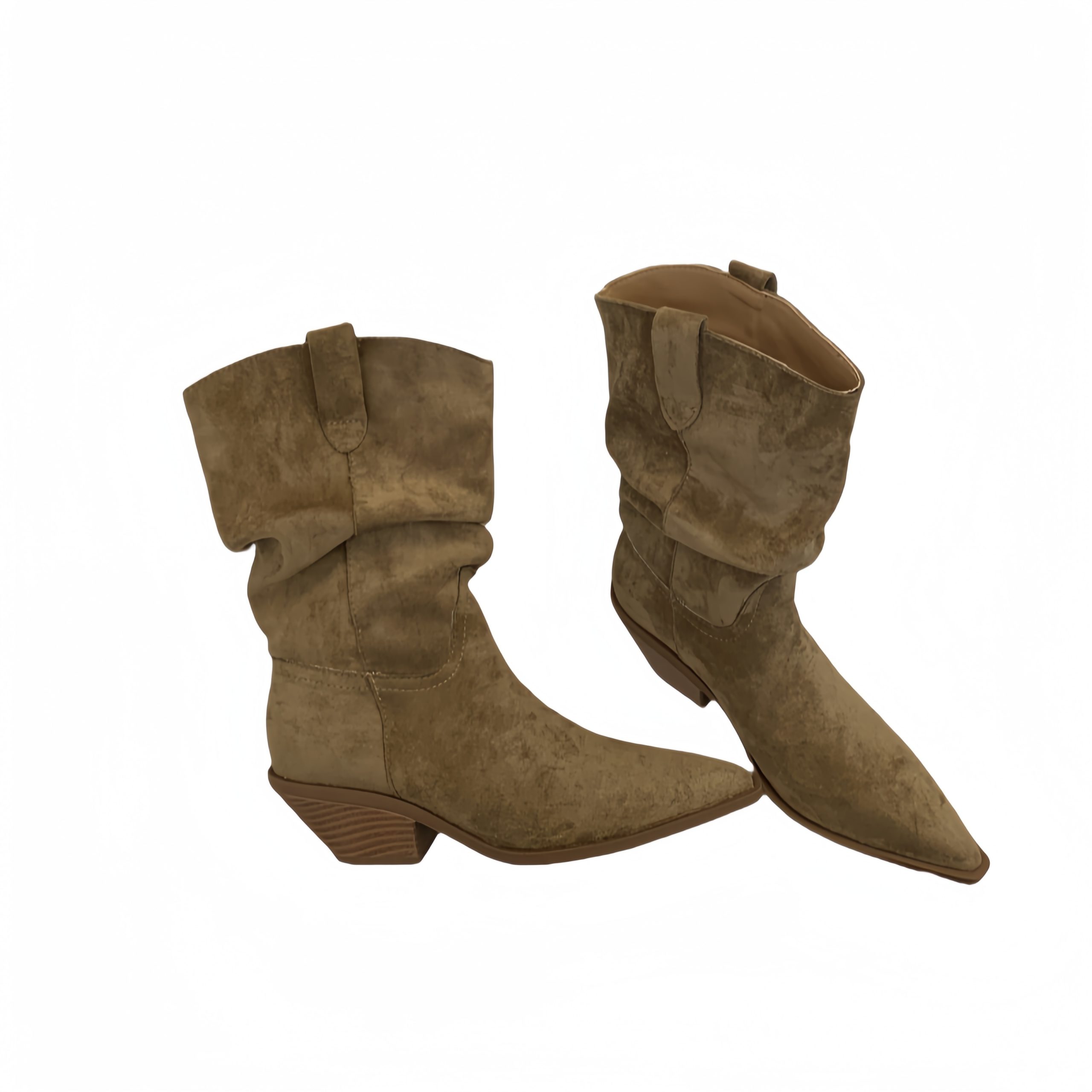 2026 Autumn Winter Solid Color Stacked Heel Riding Boots Comfortable Chunky Heel Short Boots Fashion Pointed Toe Suede Boots for Women - Image 5