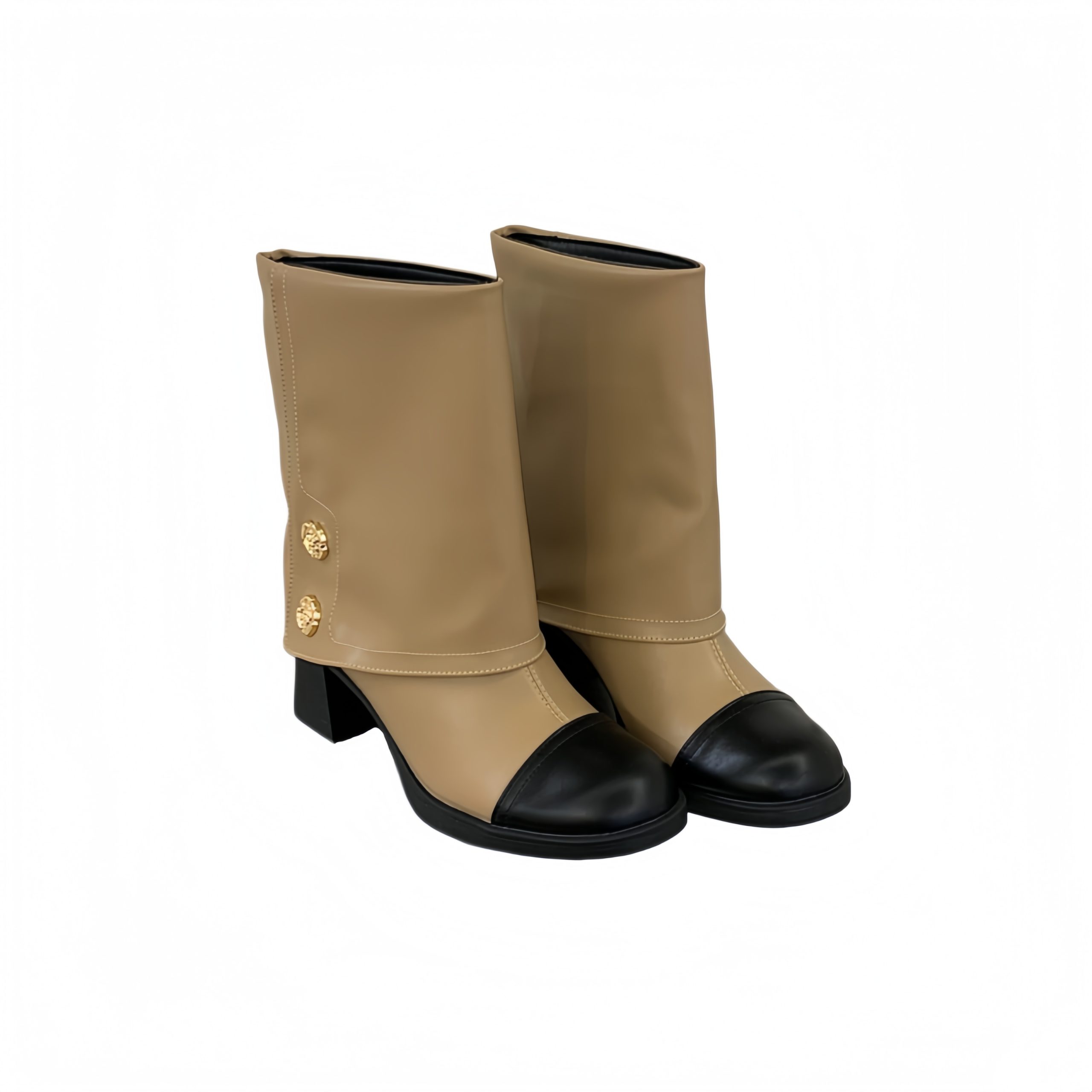 2026 Autumn Winter Women's Round Toe Color Block Ankle Boots Comfortable Chunky Heel Pull On Short Boots Fashion Versatile Wide Calf Boots - Image 5
