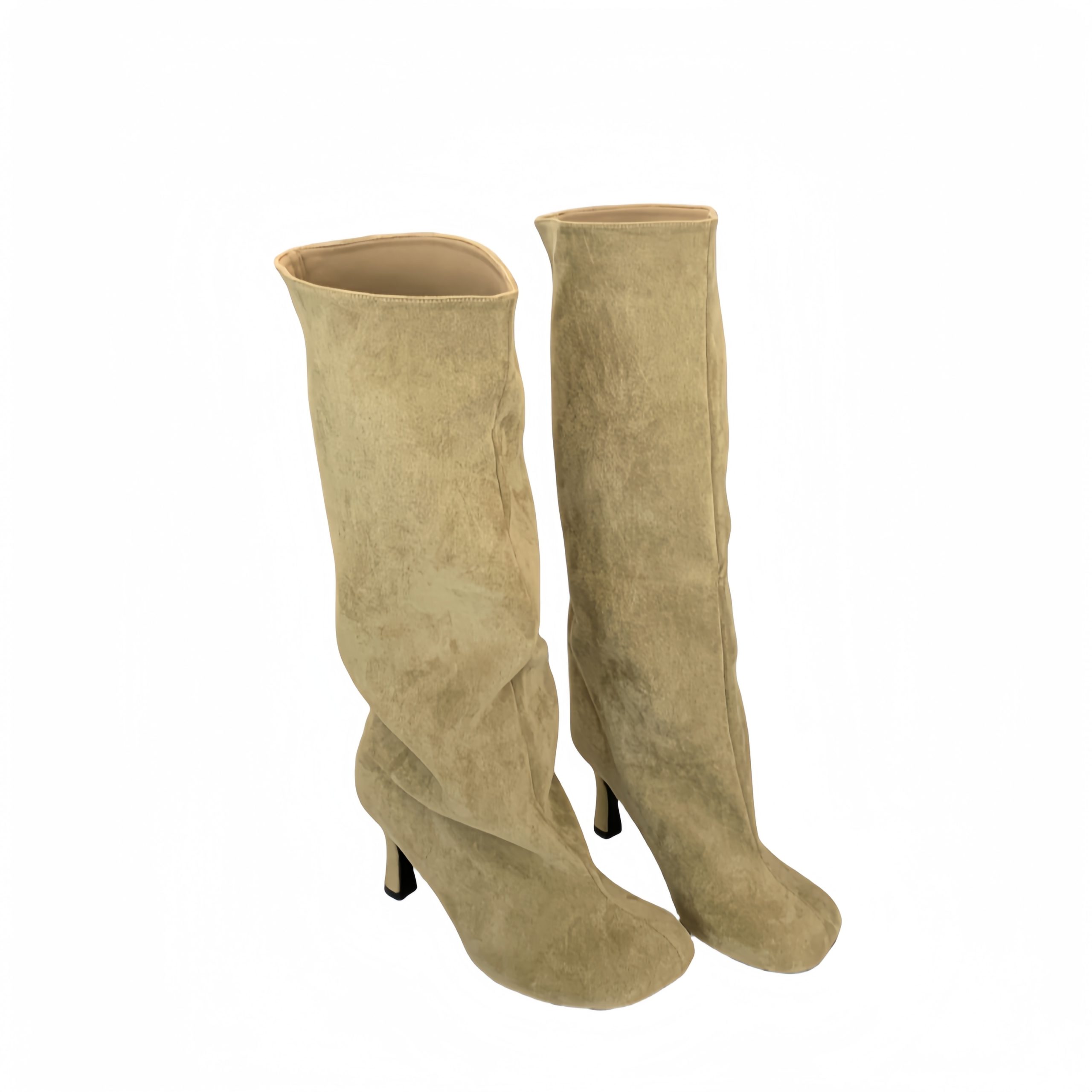 2026 Fashion High Heel Tall Boots for Women Commuter Solid Color Pull-On Round Toe Wide Calf Boots - Image 5