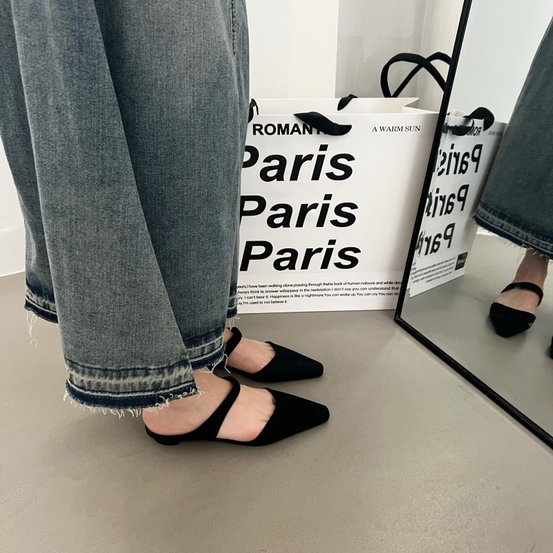 Minimalist Handmade Sandals French Retro Square Toe Mules Slip-On Shoes - Image 2