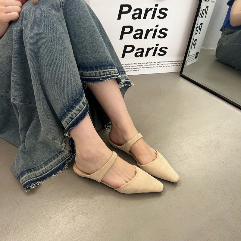 Minimalist Handmade Sandals French Retro Square Toe Mules Slip-On Shoes - Image 3