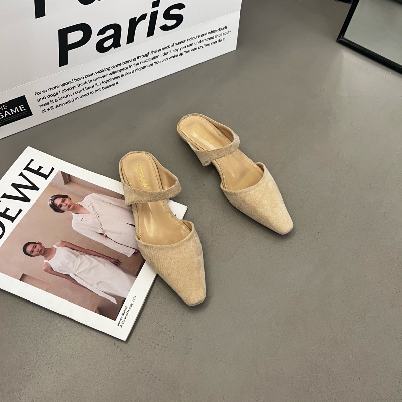 Minimalist Handmade Sandals French Retro Square Toe Mules Slip-On Shoes - Image 5