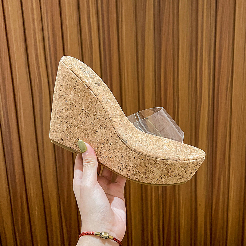 Women's Summer Wedge Slippers with Clear Toe and Leopard Print Thick Sole 2025 New High Heel Platform Sandals - Image 5